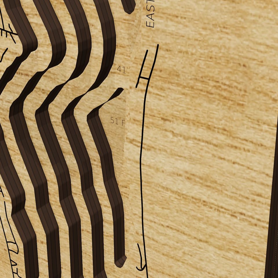 Honeoye Lake 3D wood map, detail view