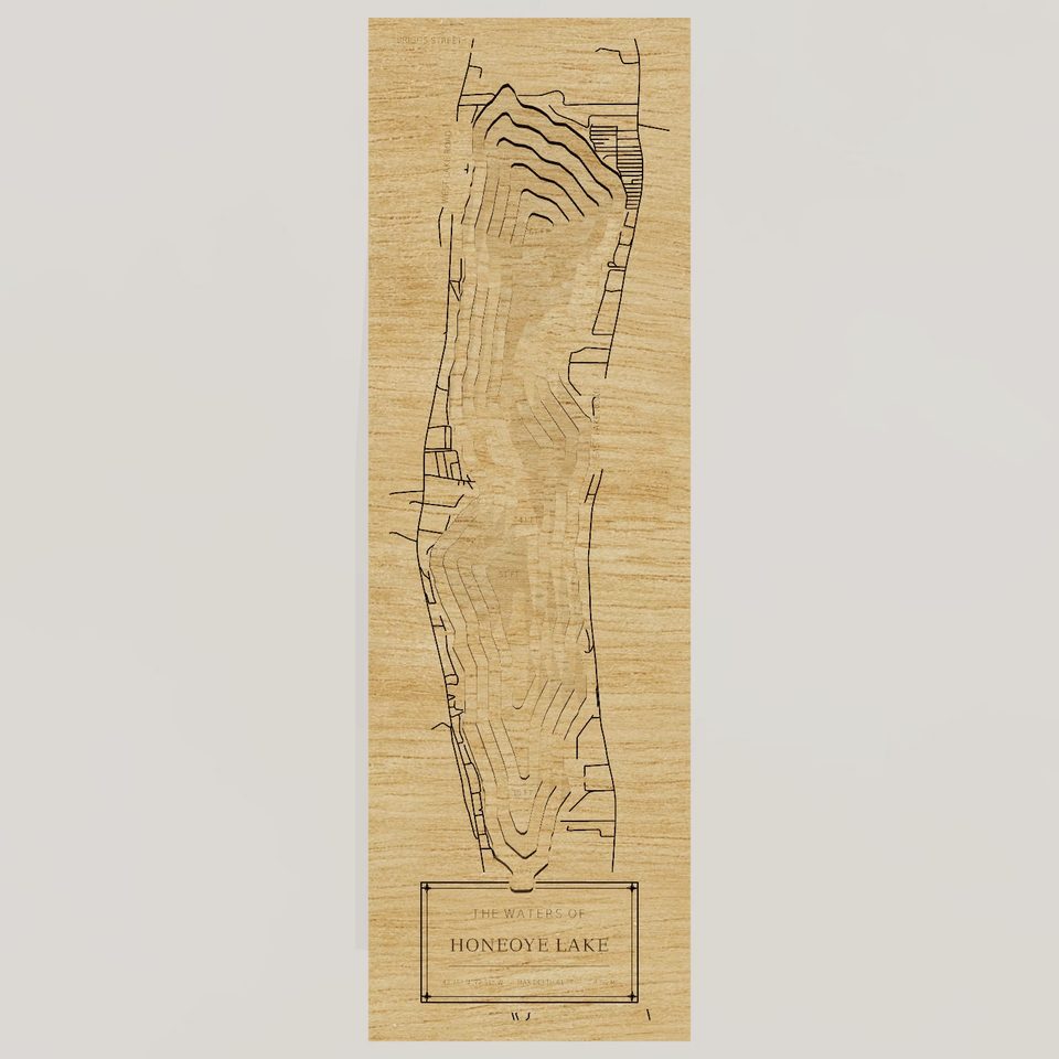 Honeoye Lake 3D wood map, front view