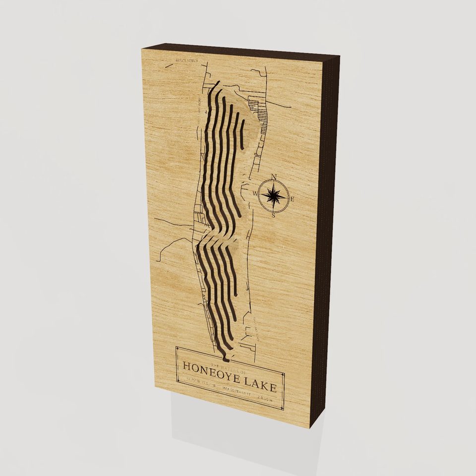 Honeoye Lake 3D wood map, hero view