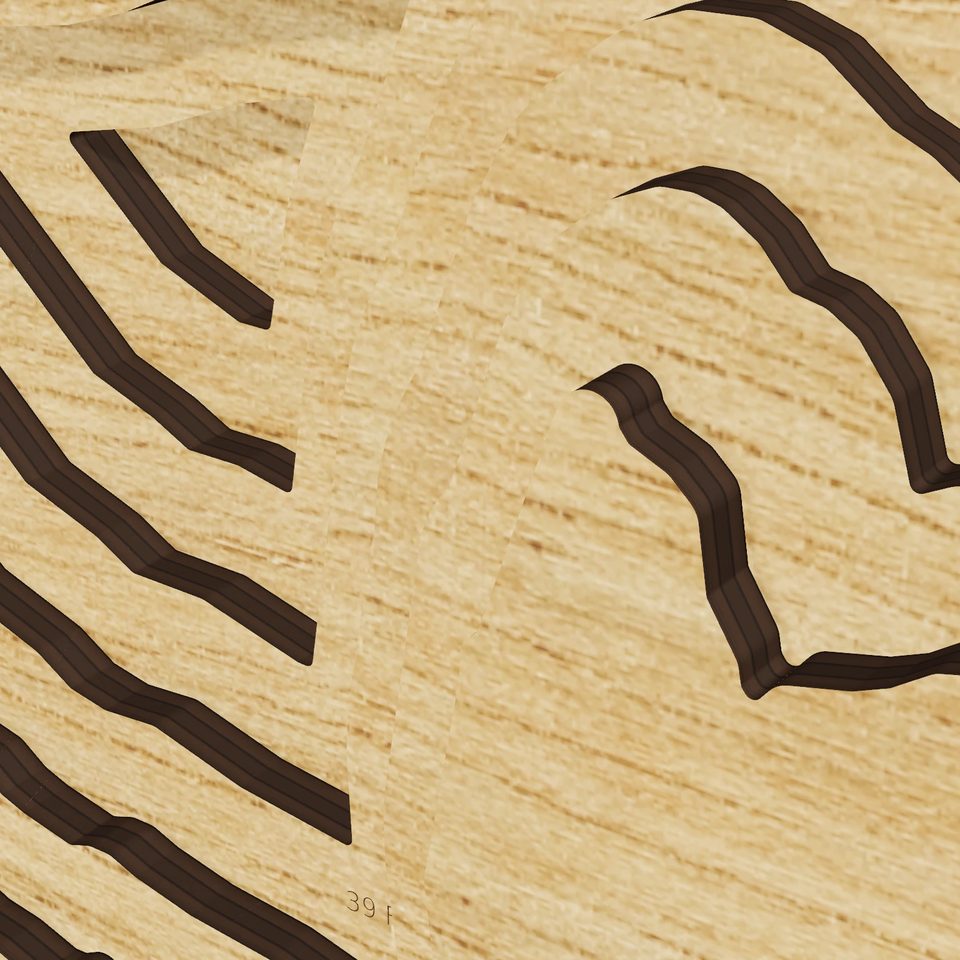 Honey Lake 3D wood map, detail view