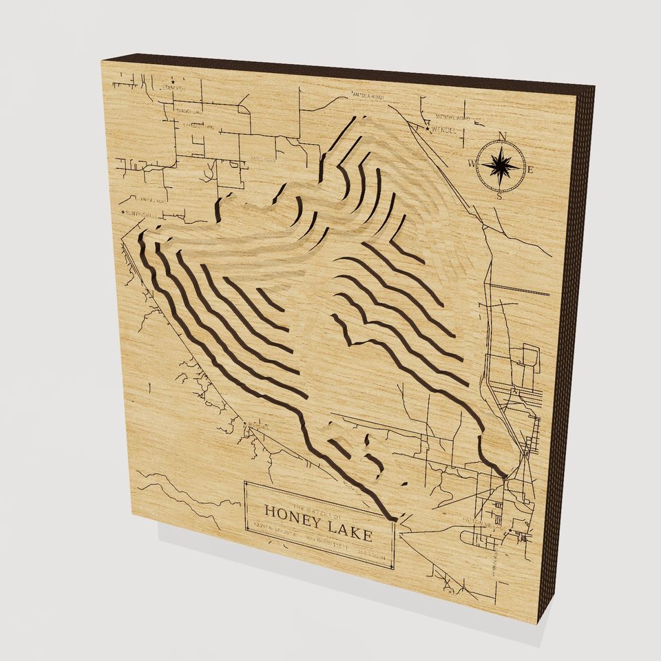 Honey Lake 3D wood map, hero view