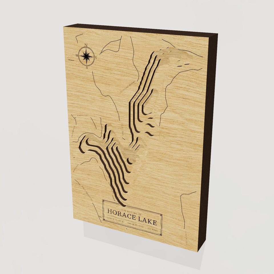 Horace Lake 3D wood map, hero view