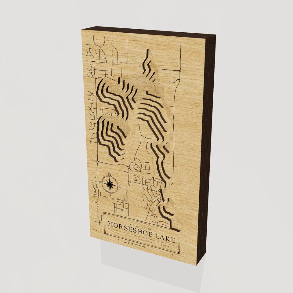 Horseshoe Lake 3D wood map, hero view