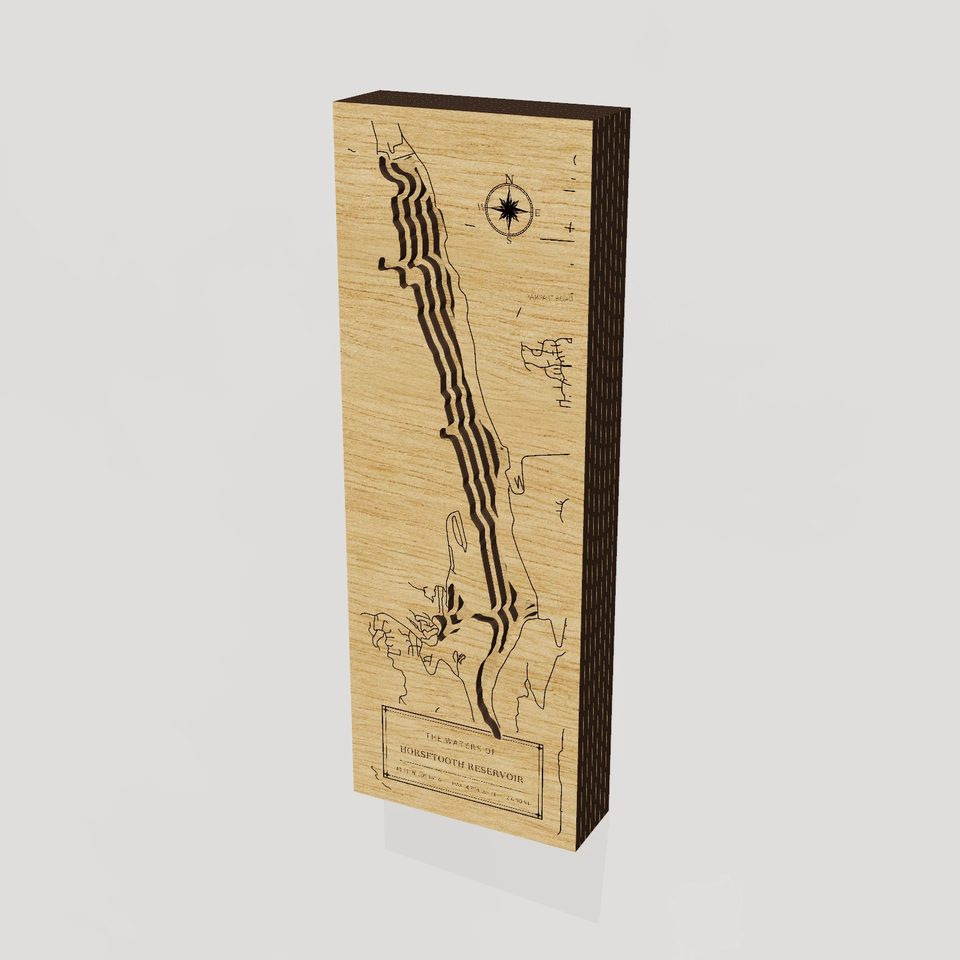 Horsetooth Reservoir 3D wood map, hero view