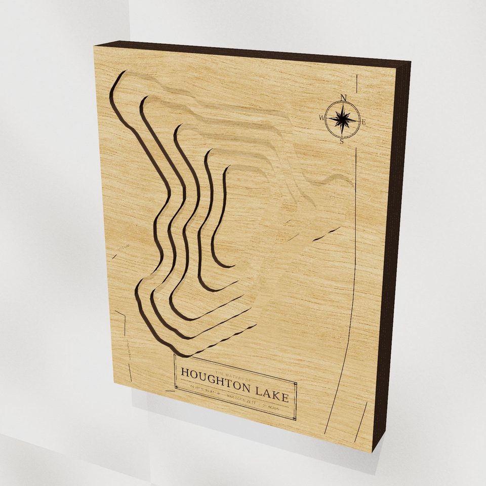 Houghton Lake 3D wood map, hero view