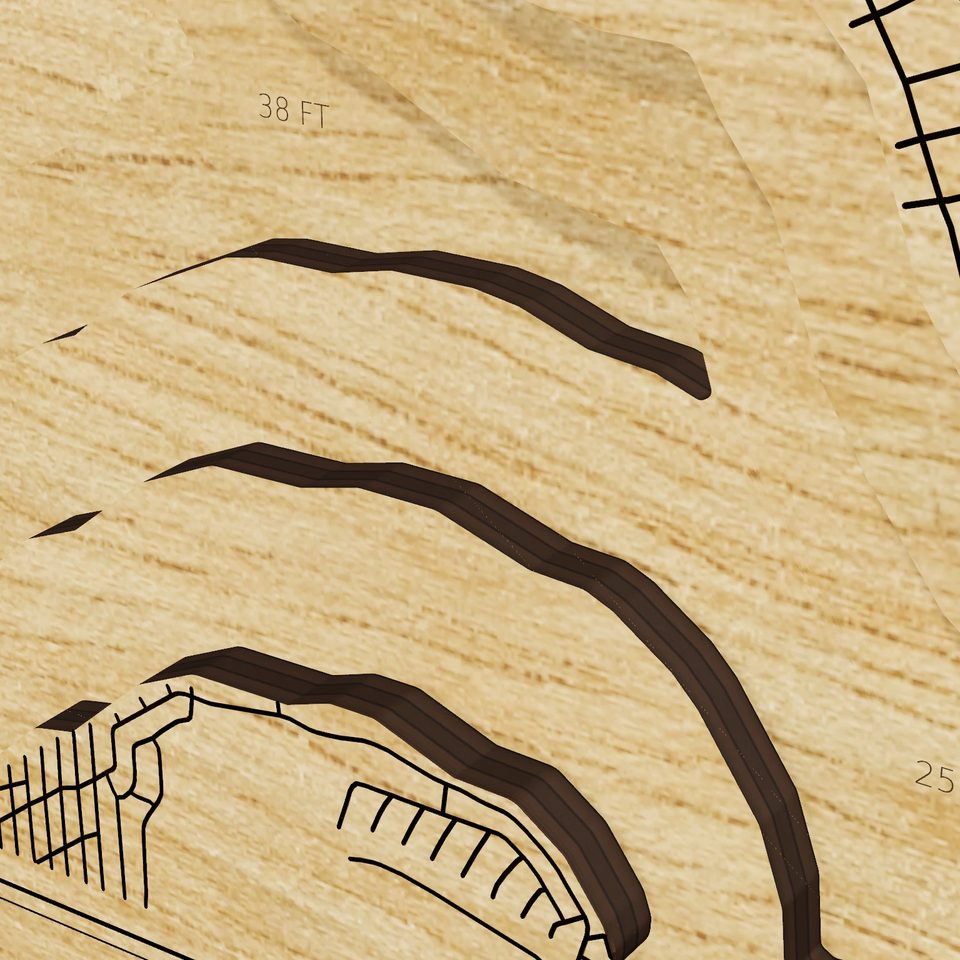 Houghton Lake 3D wood map, detail view