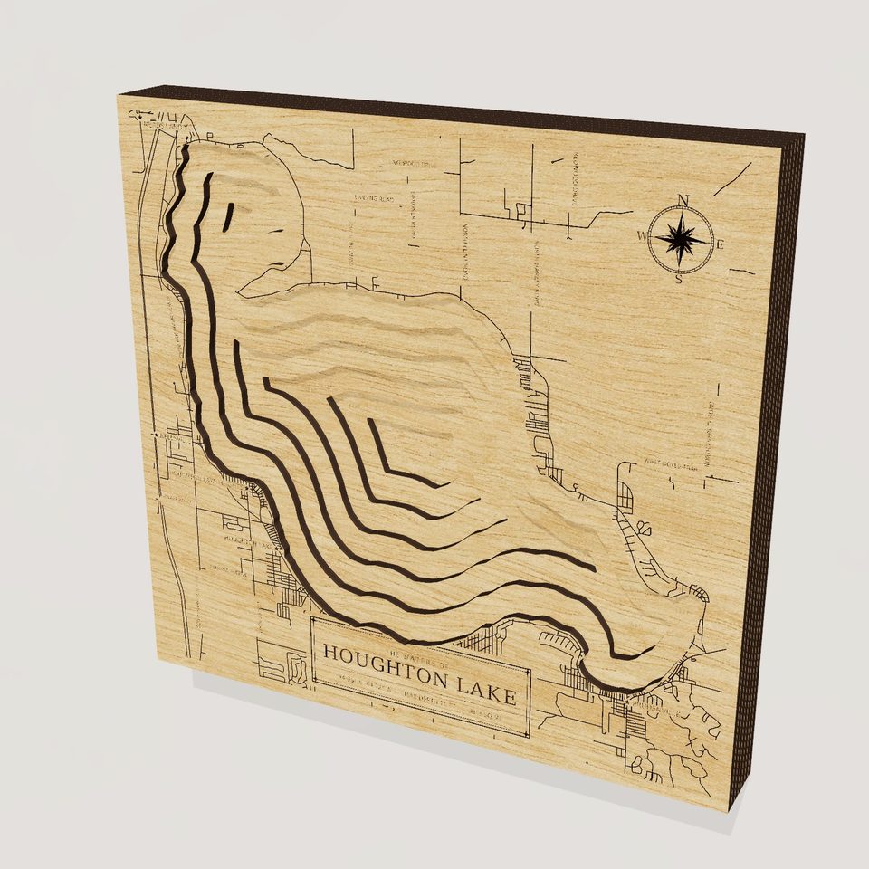 Houghton Lake 3D wood map, hero view
