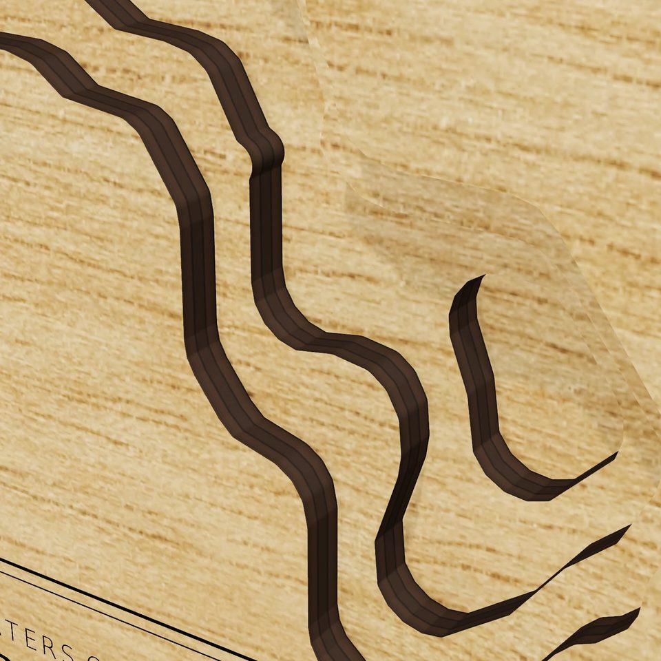 Hubbard Pond 3D wood map, detail view