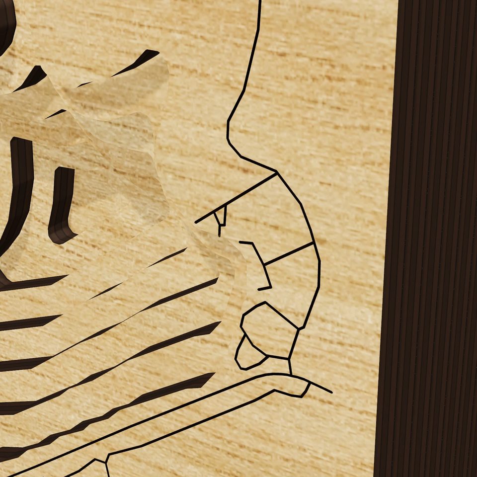 Hulah Lake 3D wood map, detail view
