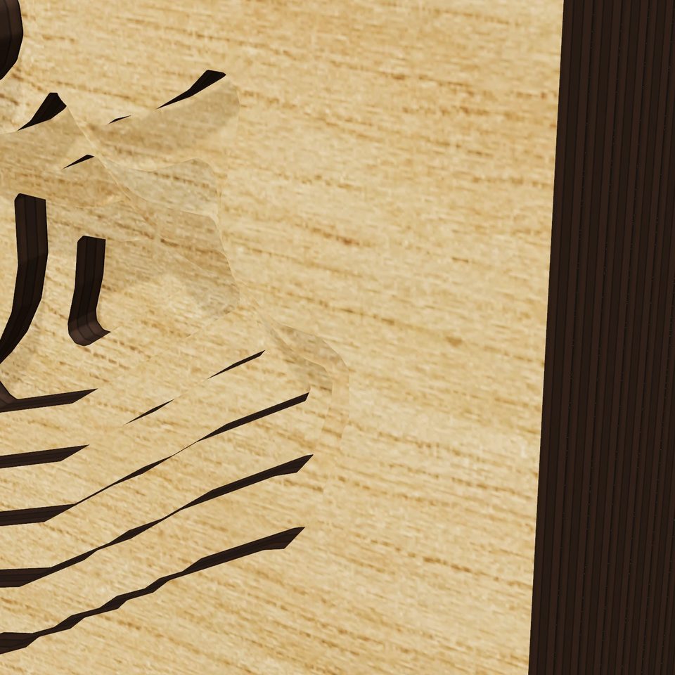 Hulah Lake 3D wood map, detail view