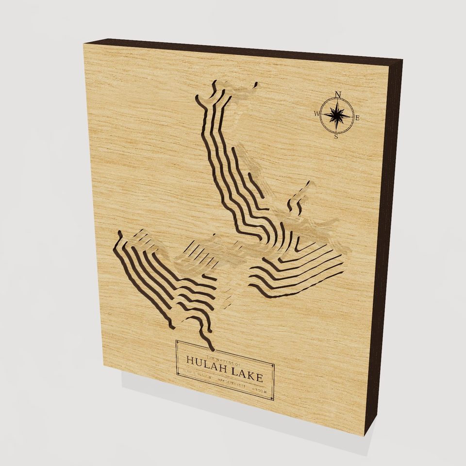 Hulah Lake 3D wood map, hero view