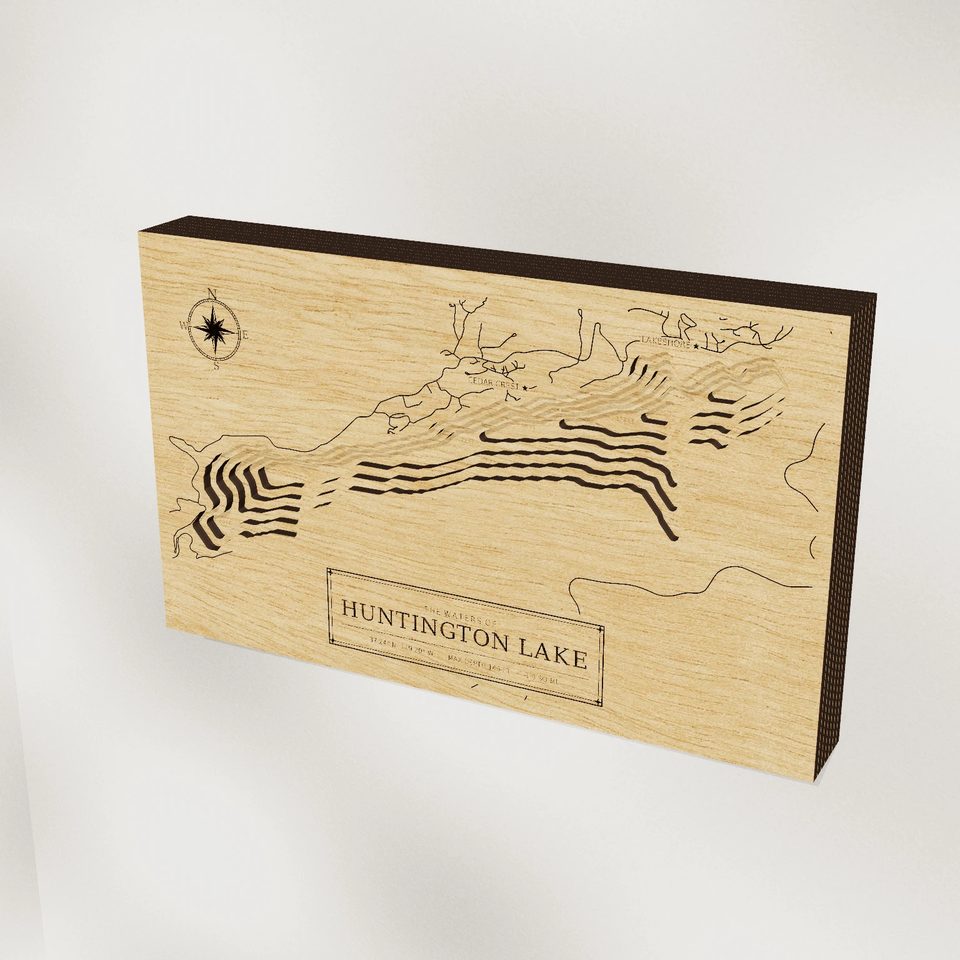 Huntington Lake 3D wood map, hero view