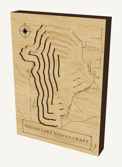 Indian Lake Schoolcraft wood map