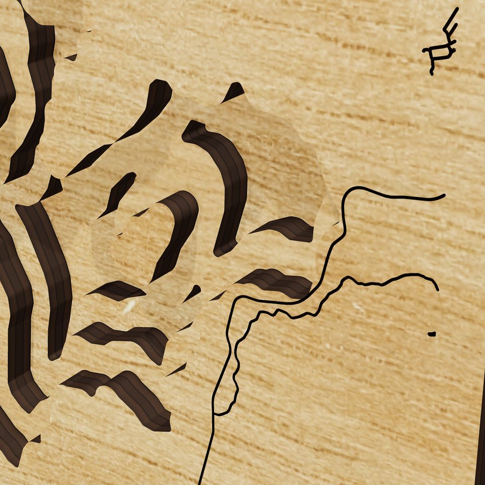Jackson Lake 3D wood map, detail view