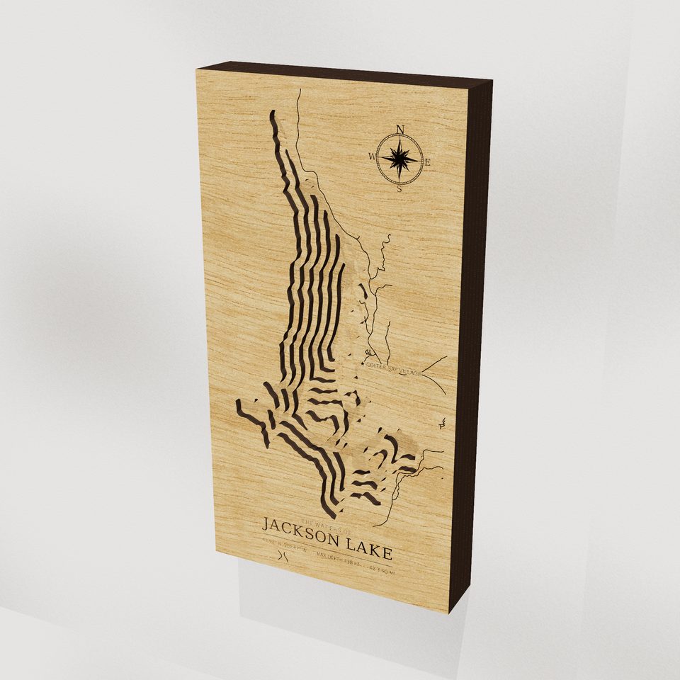 Jackson Lake 3D wood map, hero view