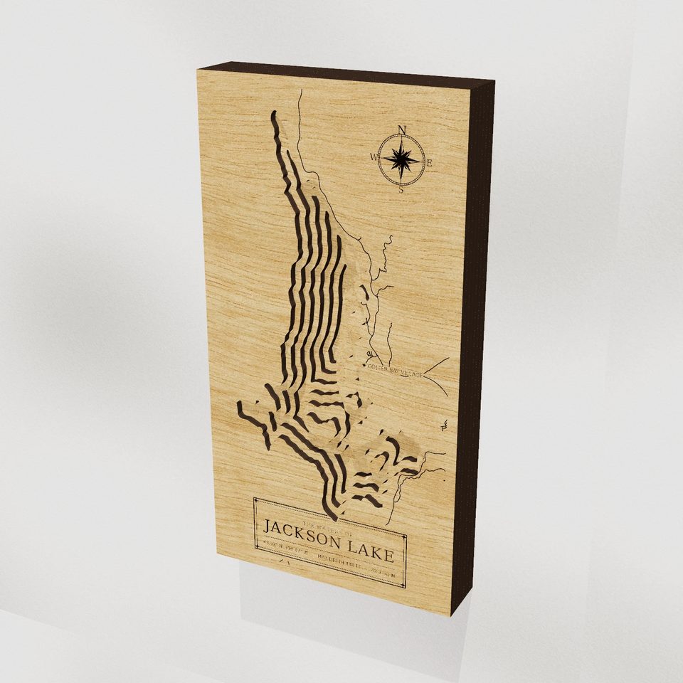 Jackson Lake 3D wood map, hero view