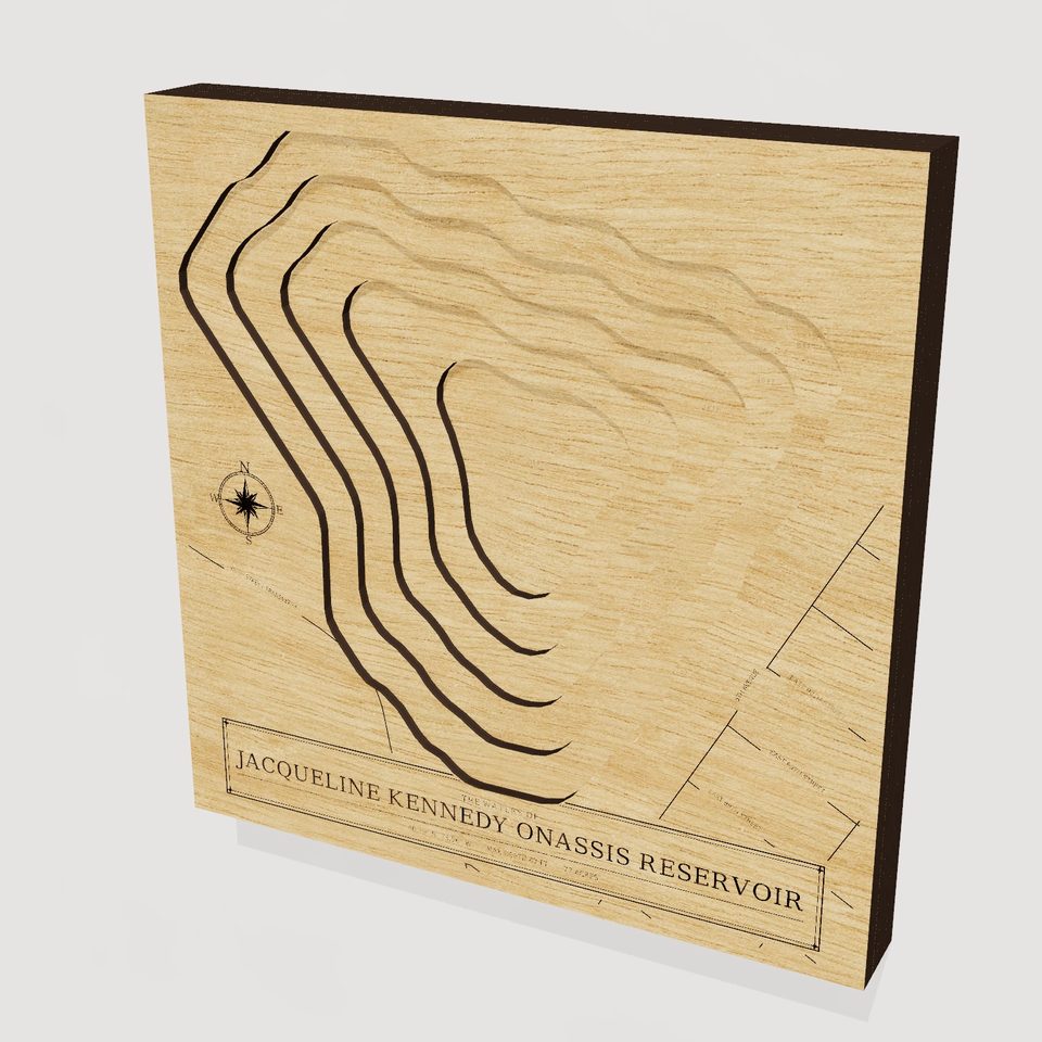 Jacqueline Kennedy Onassis Reservoir 3D wood map, hero view