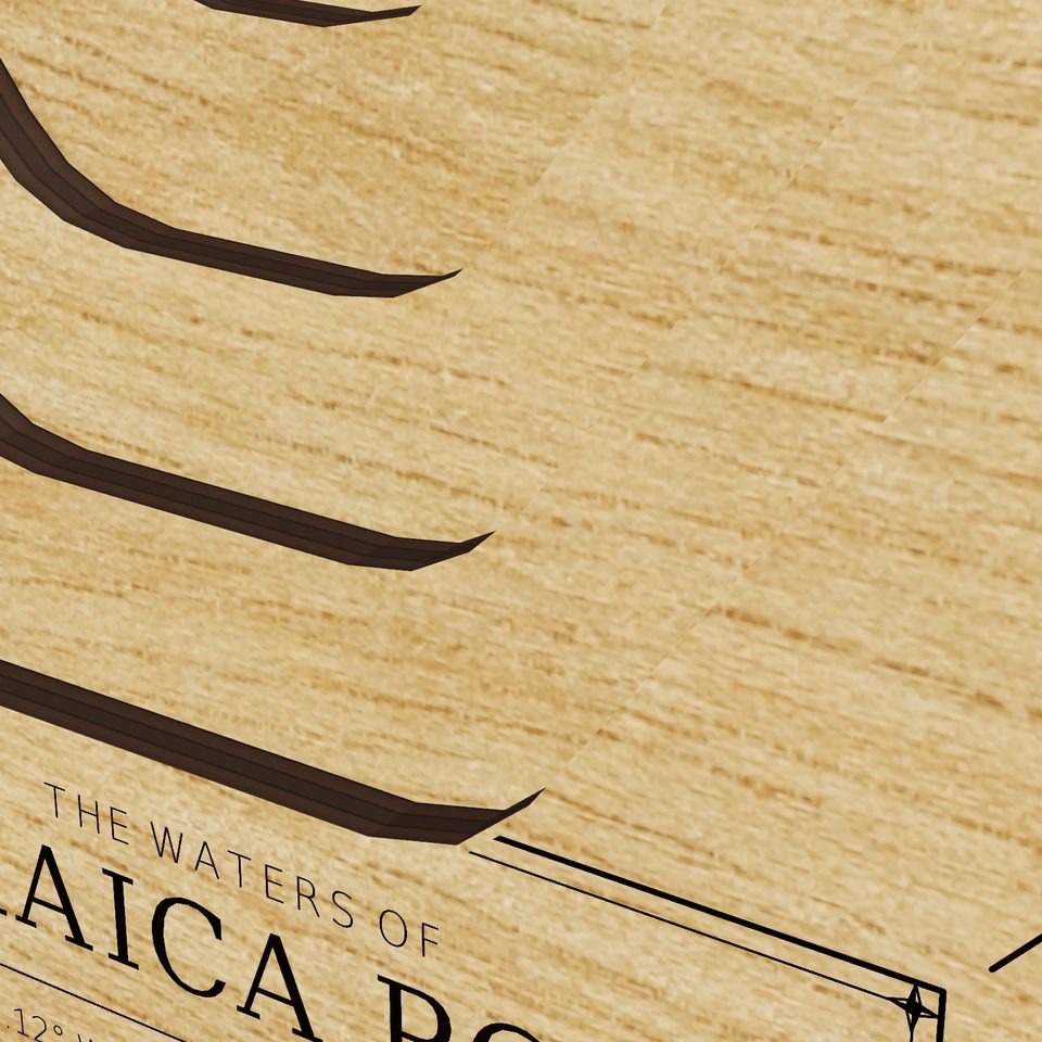 Jamaica Pond 3D wood map, detail view