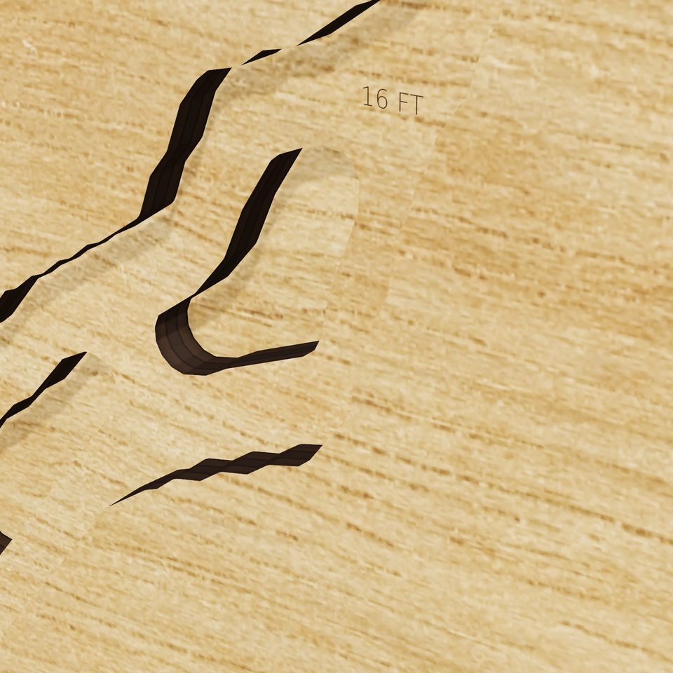 Jenkinson Lake 3D wood map, detail view