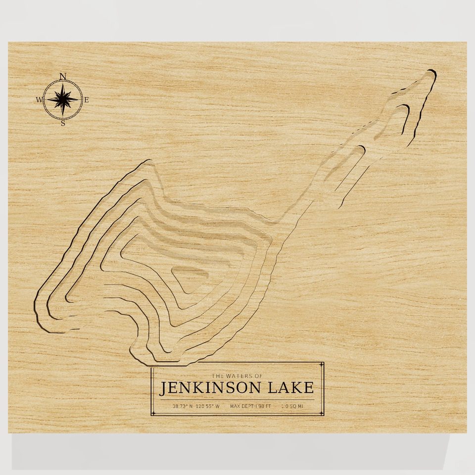 Jenkinson Lake 3D wood map, front view