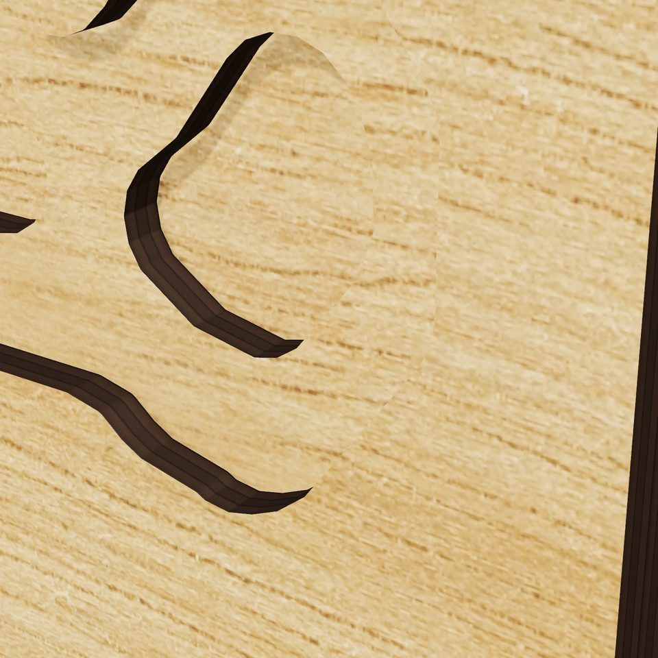 Jenness Pond 3D wood map, detail view