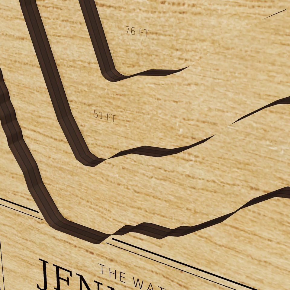 Jenny Lake 3D wood map, detail view