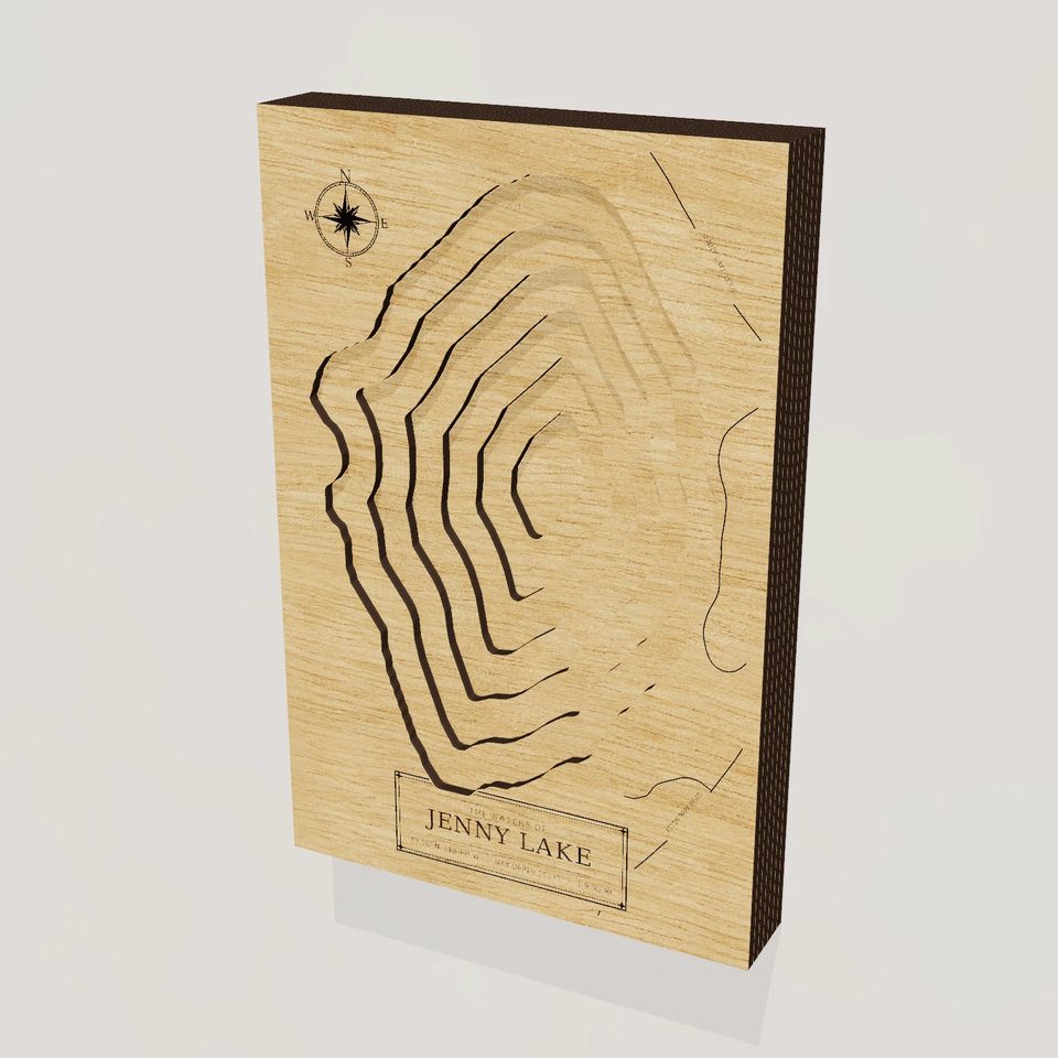 Jenny Lake 3D wood map, hero view