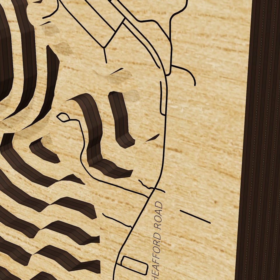Jersey City Flowage 3D wood map, detail view