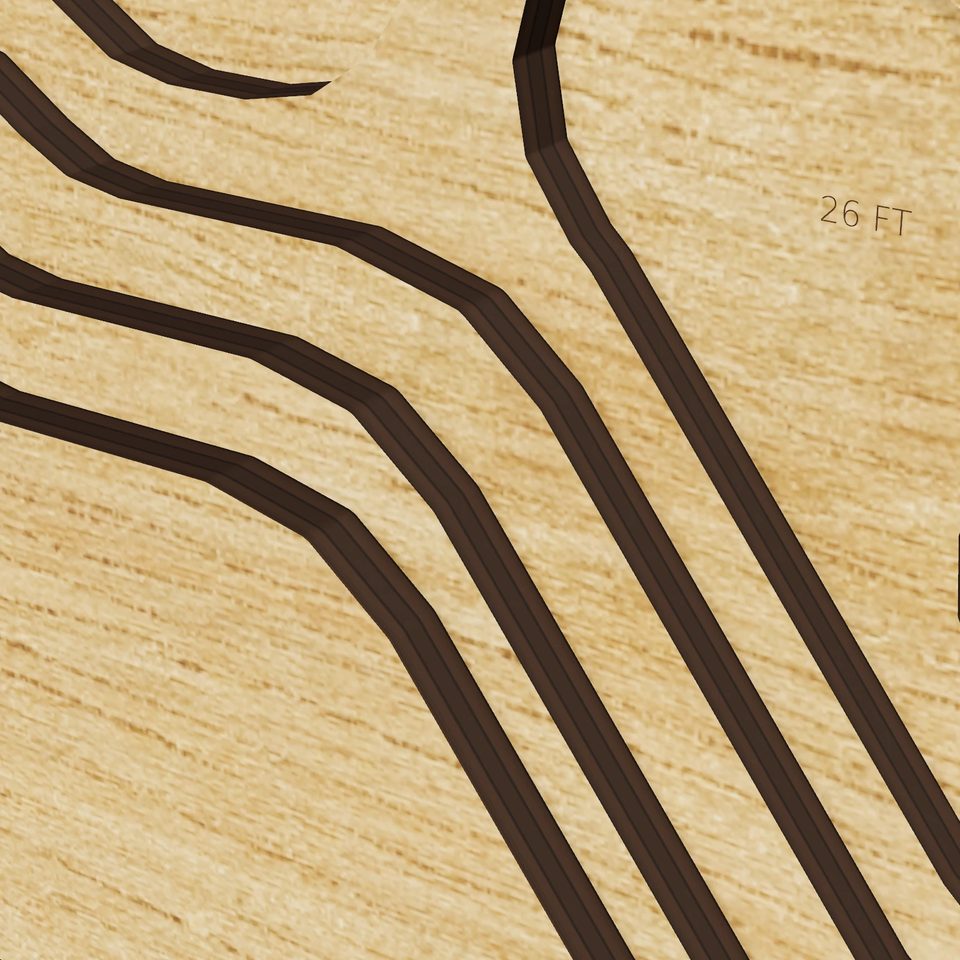 Jobs Pond 3D wood map, detail view