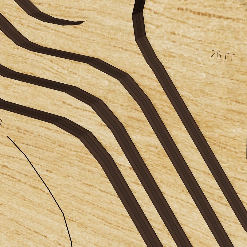 Jobs Pond 3D wood map, detail view