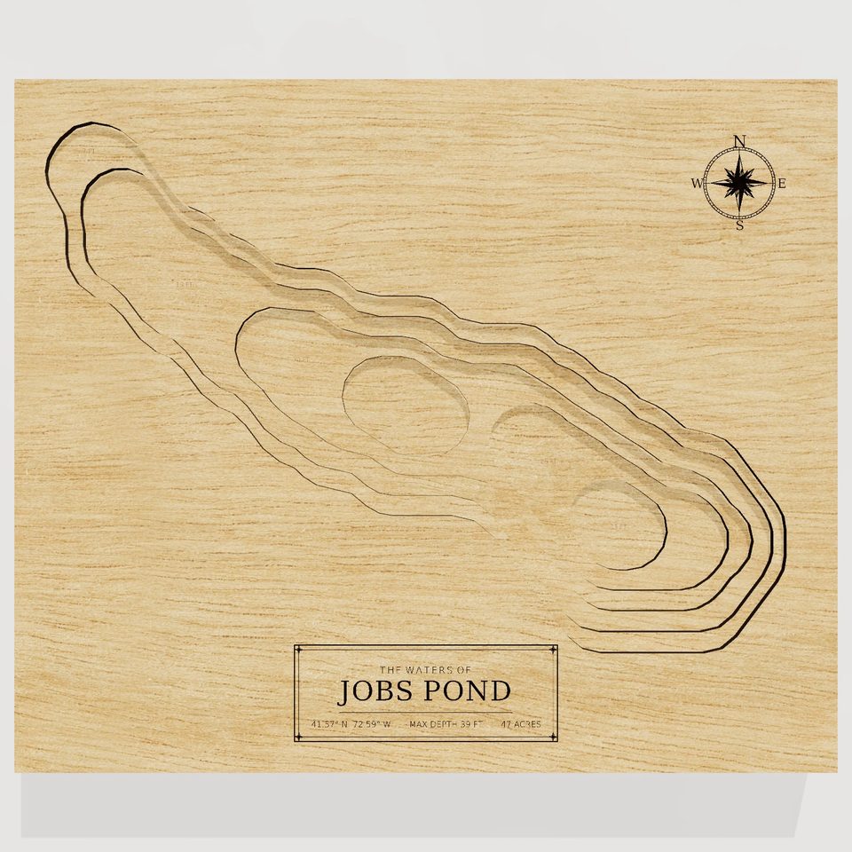 Jobs Pond 3D wood map, front view
