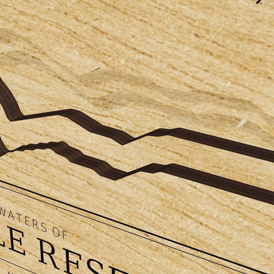 Jordanelle Reservoir 3D wood map, detail view