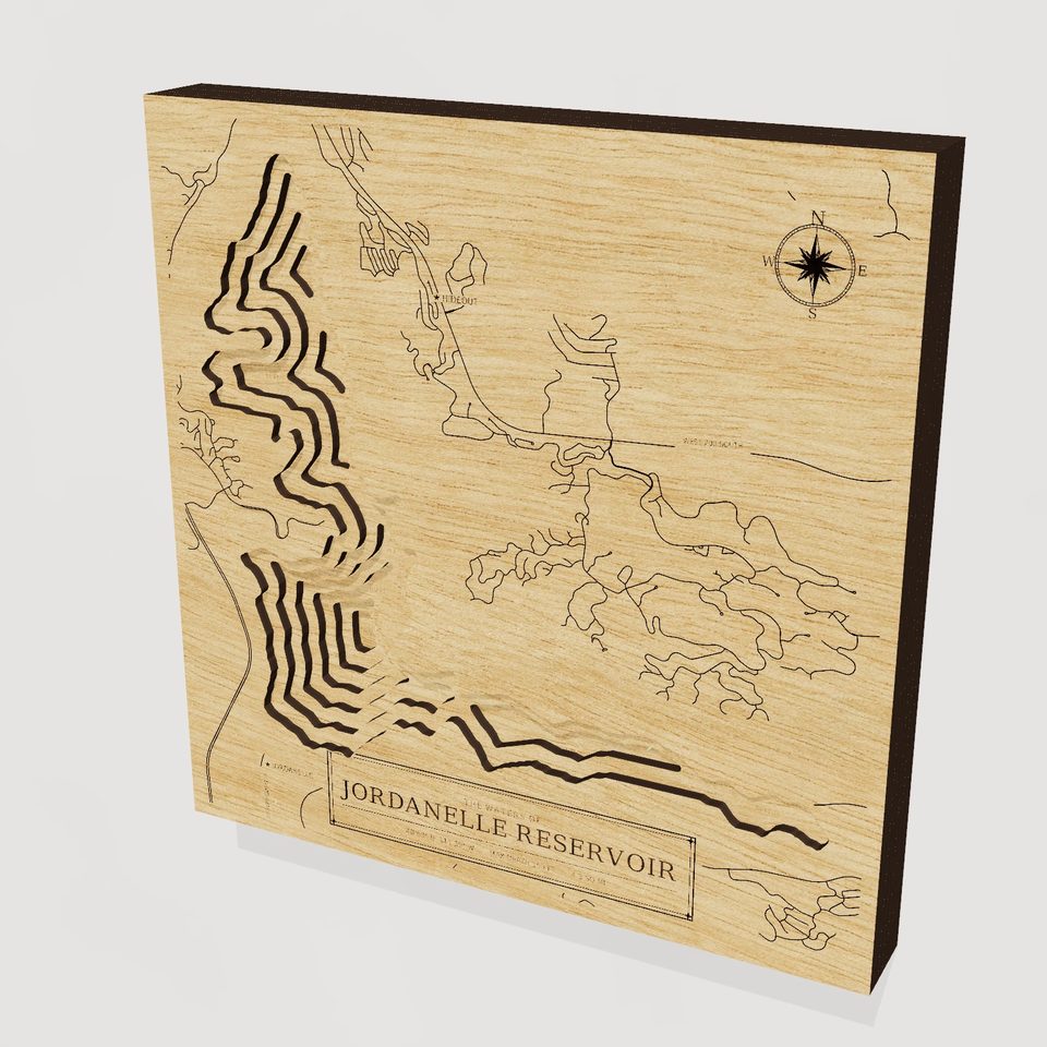Jordanelle Reservoir 3D wood map, hero view