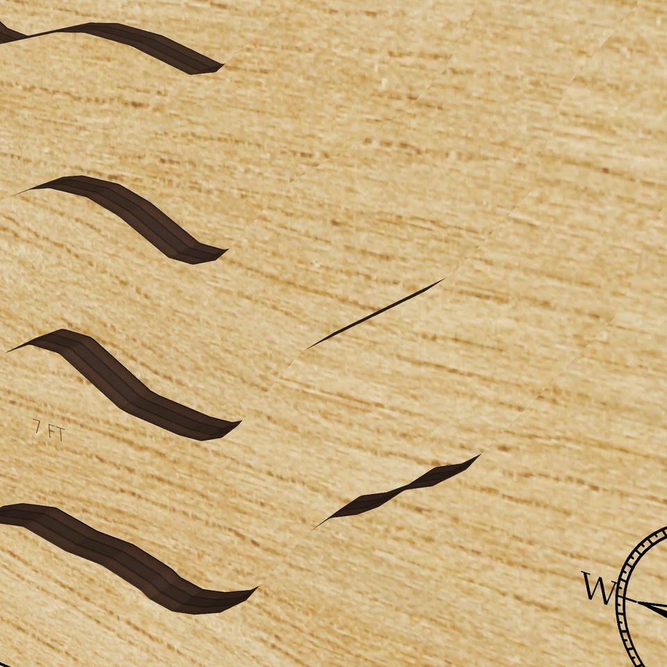 Joslin Lake 3D wood map, detail view