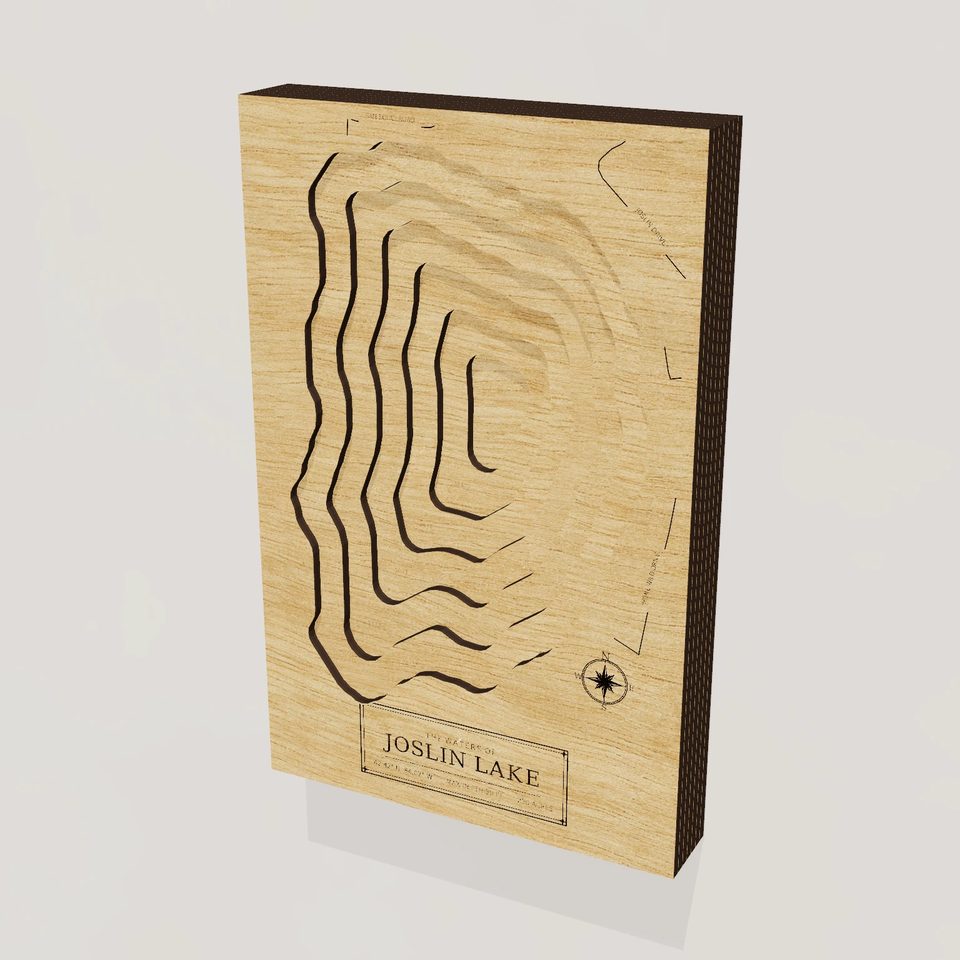 Joslin Lake 3D wood map, hero view