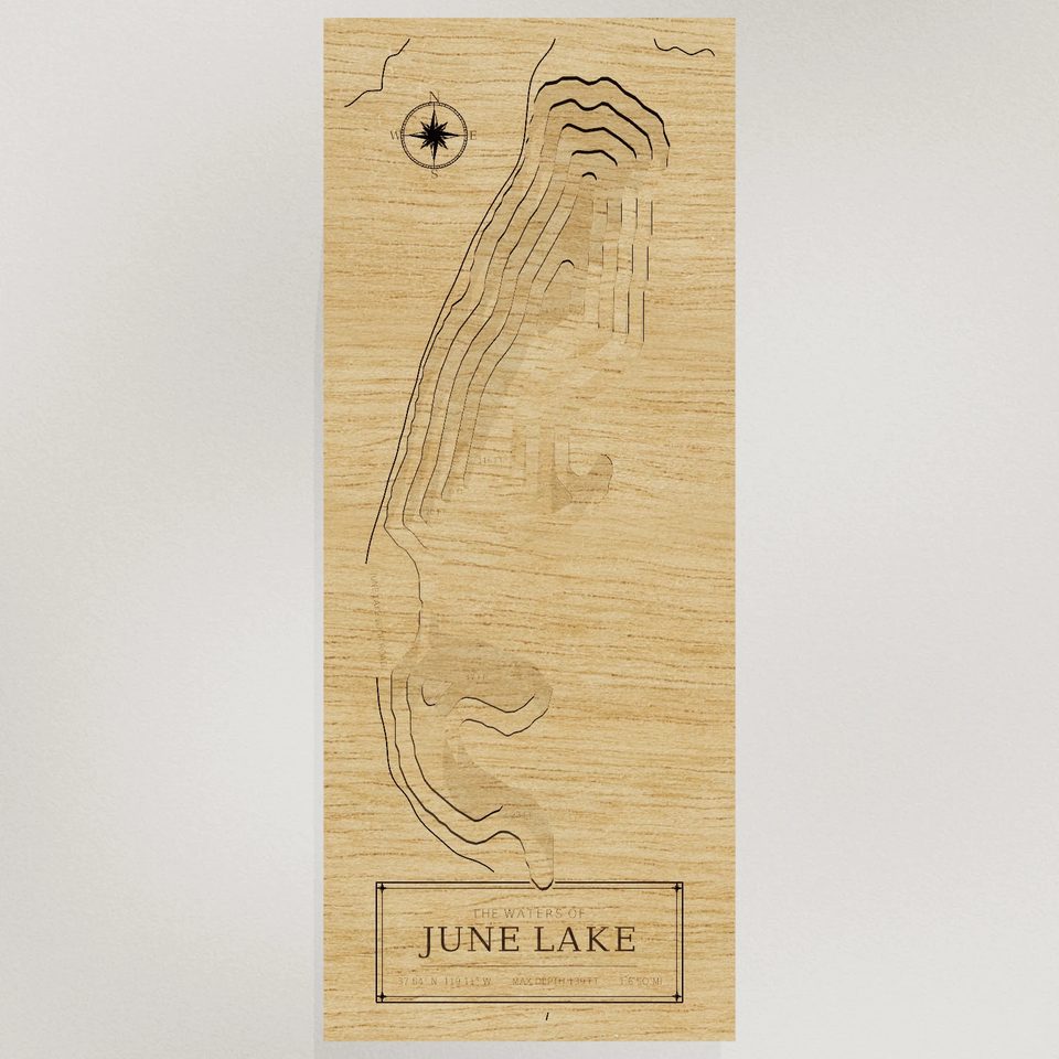 June Lake 3D wood map, front view