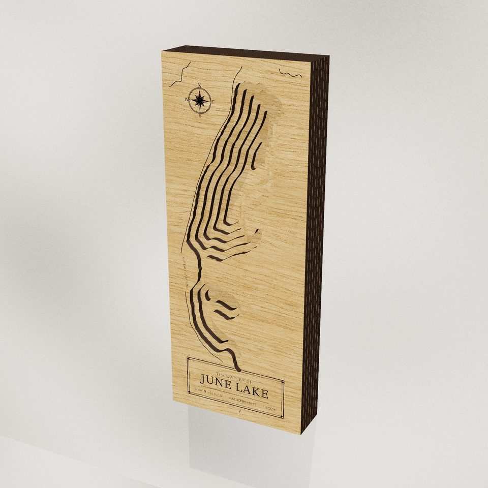 June Lake 3D wood map, hero view