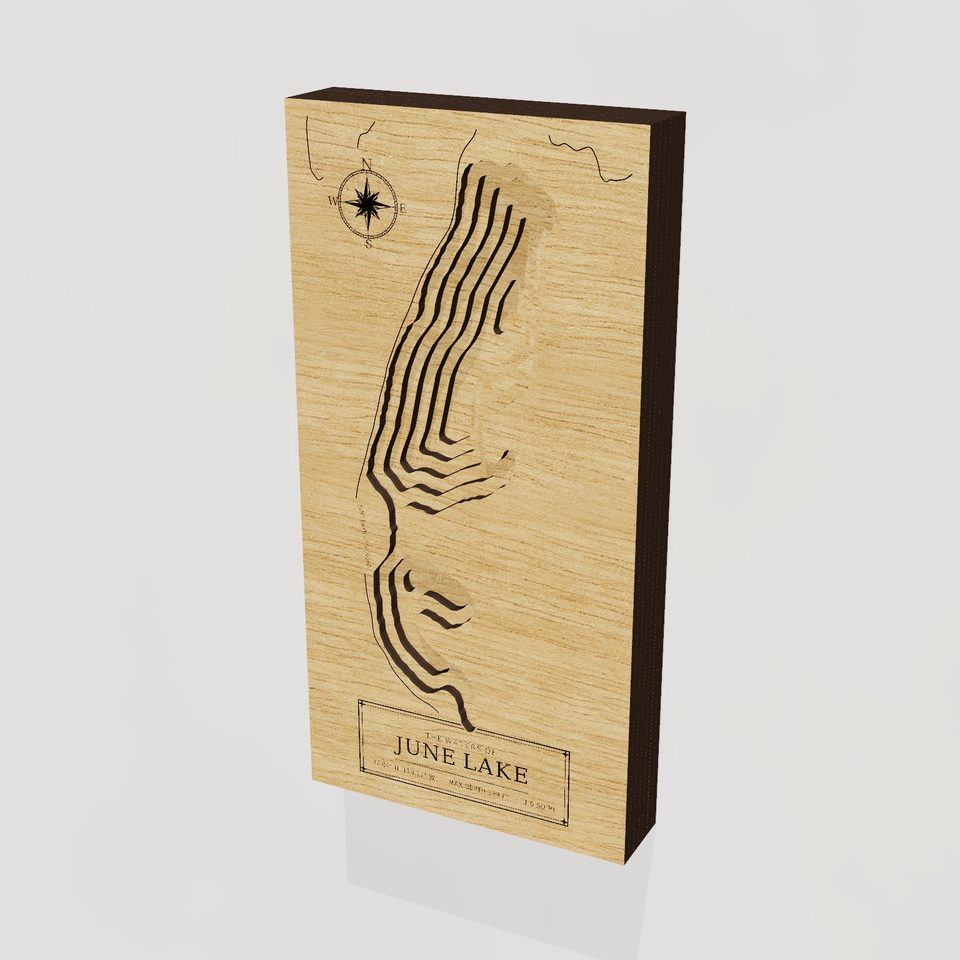 June Lake 3D wood map, hero view