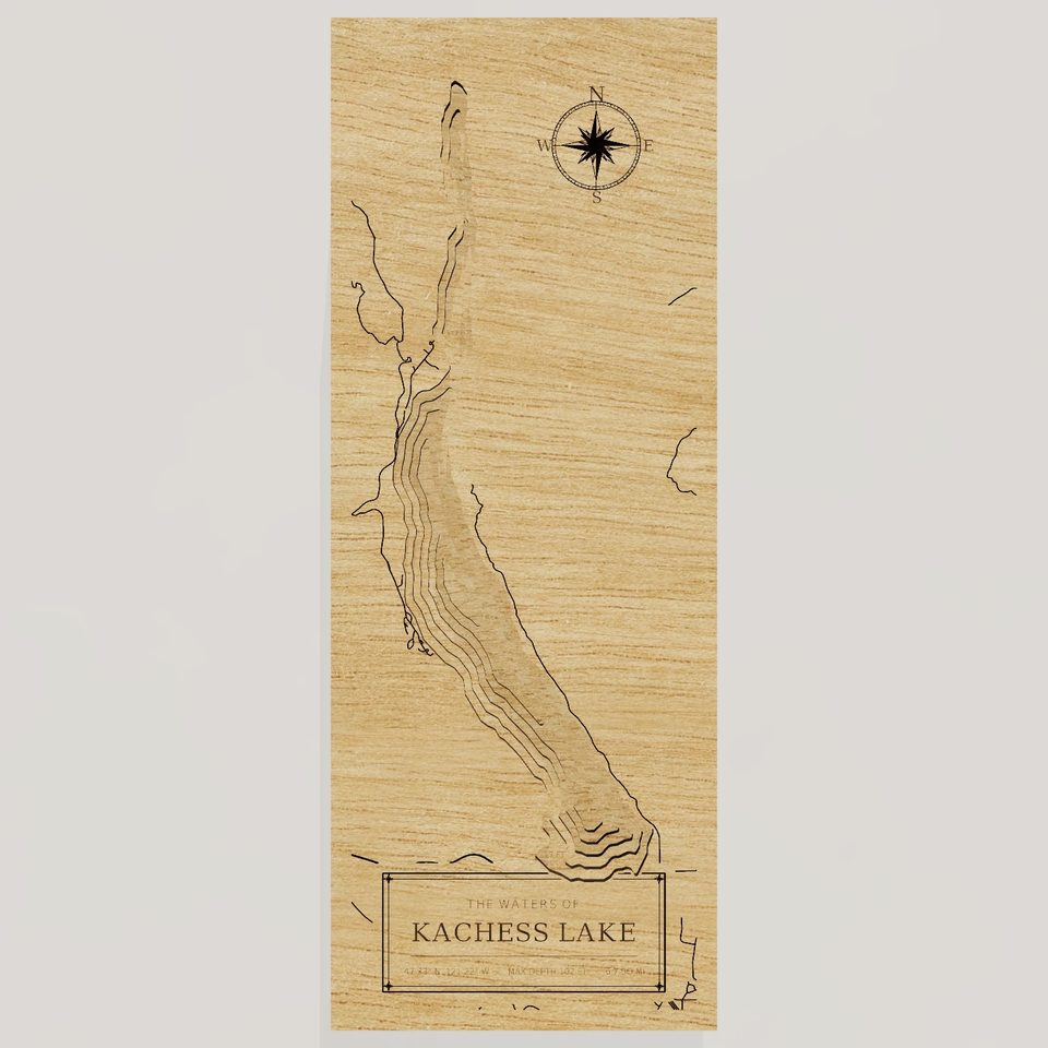 Kachess Lake 3D wood map, front view