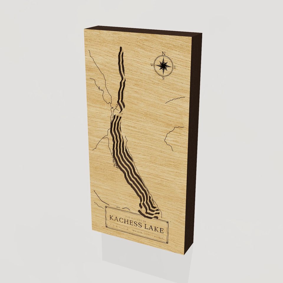 Kachess Lake 3D wood map, hero view