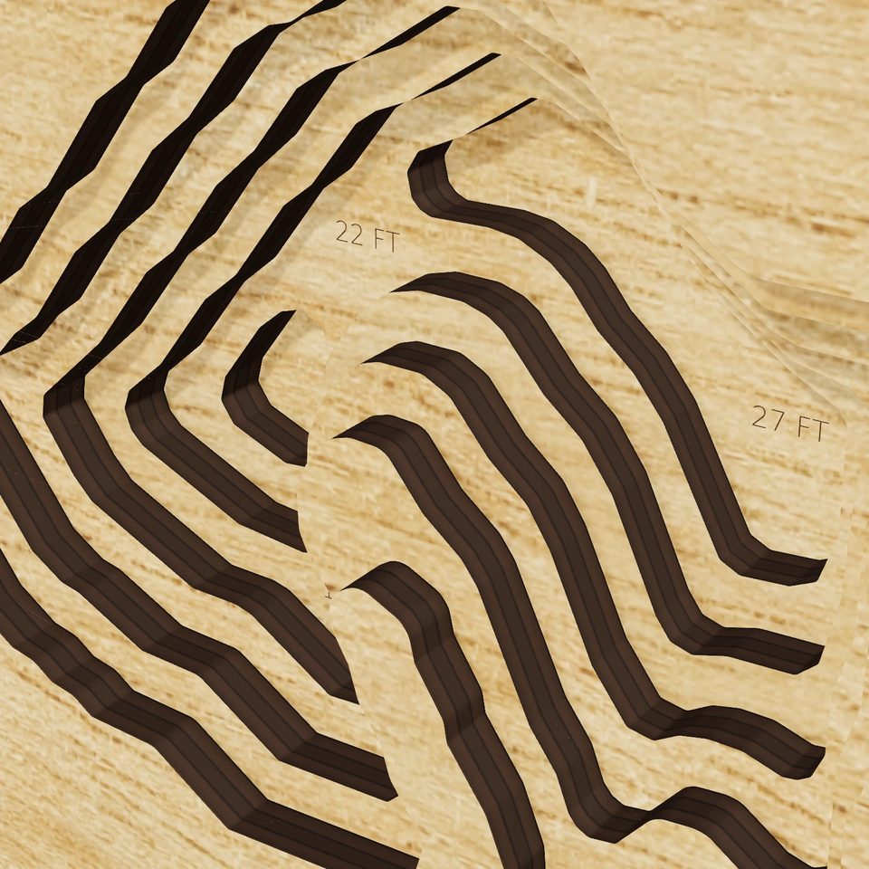 Kalamazoo Lake 3D wood map, detail view