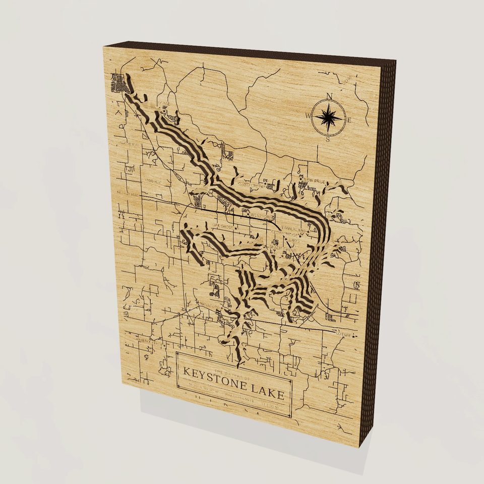 Keystone Lake 3D wood map, hero view
