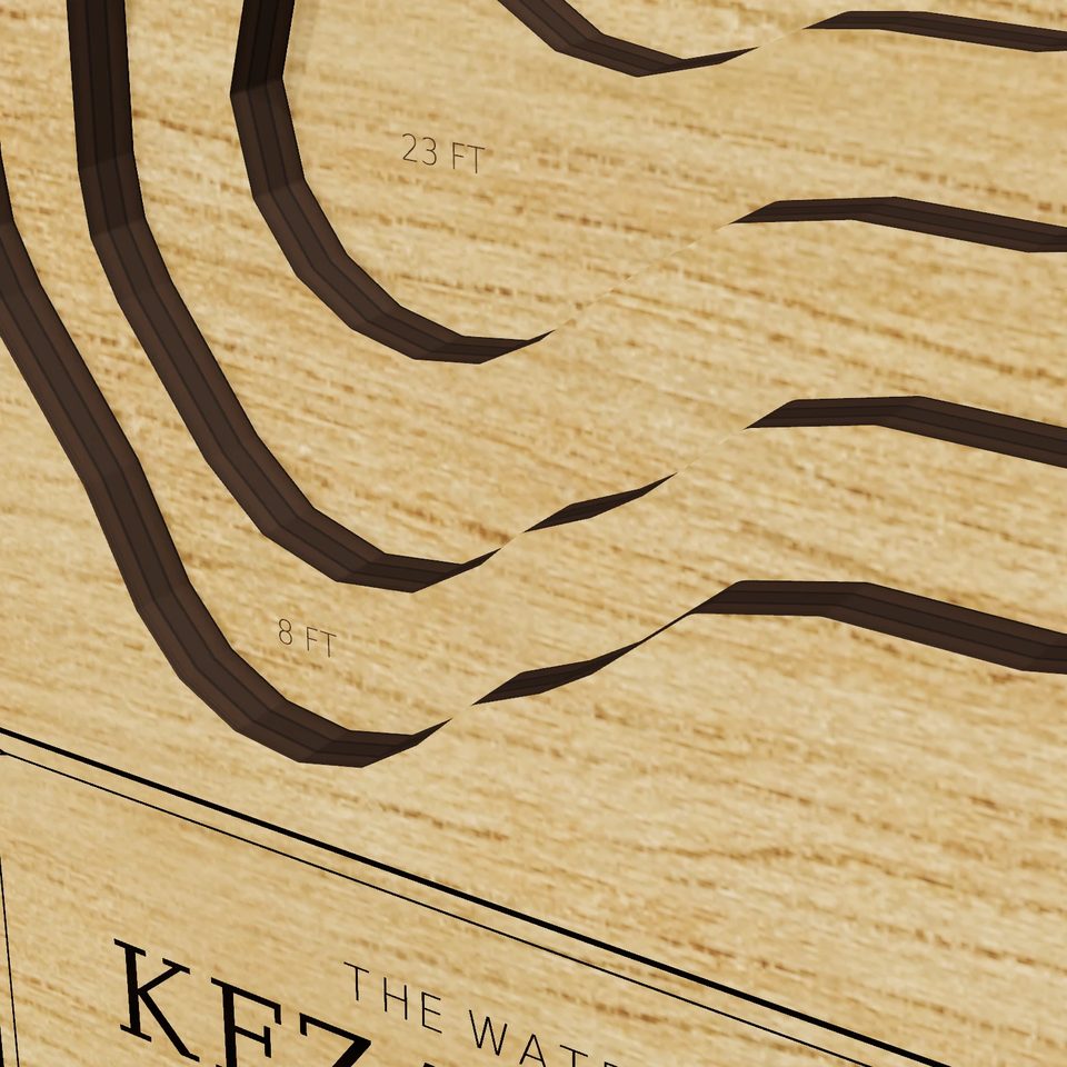 Kezar Lake 3D wood map, detail view