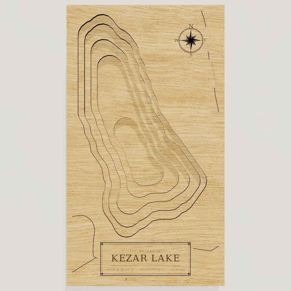 Kezar Lake 3D wood map, front view