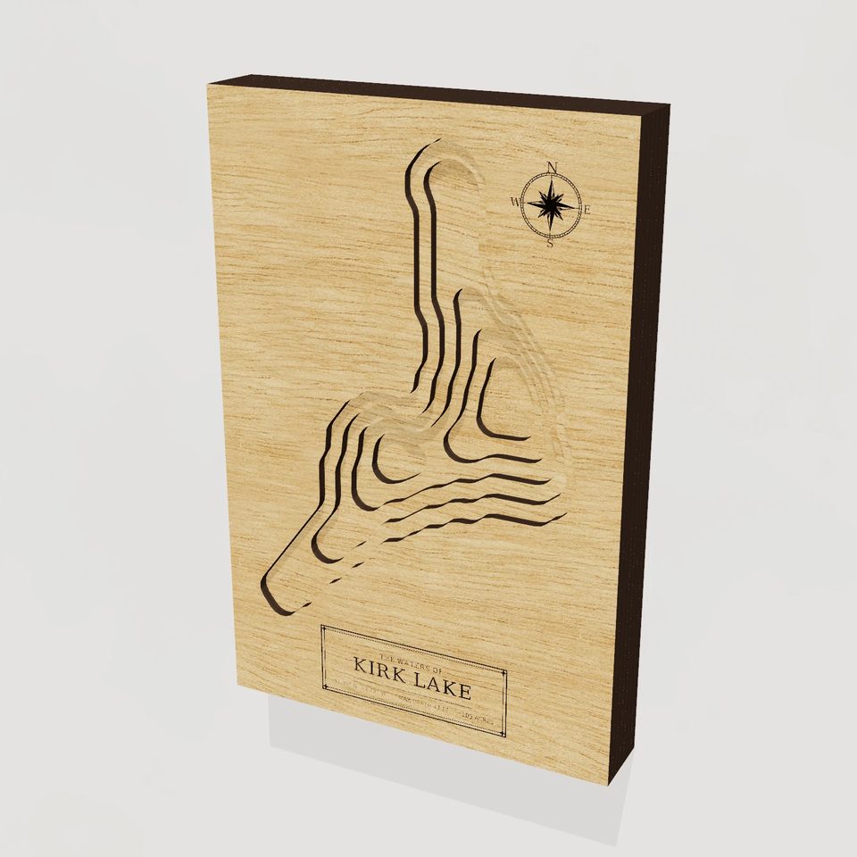 Kirk Lake 3D wood map, hero view