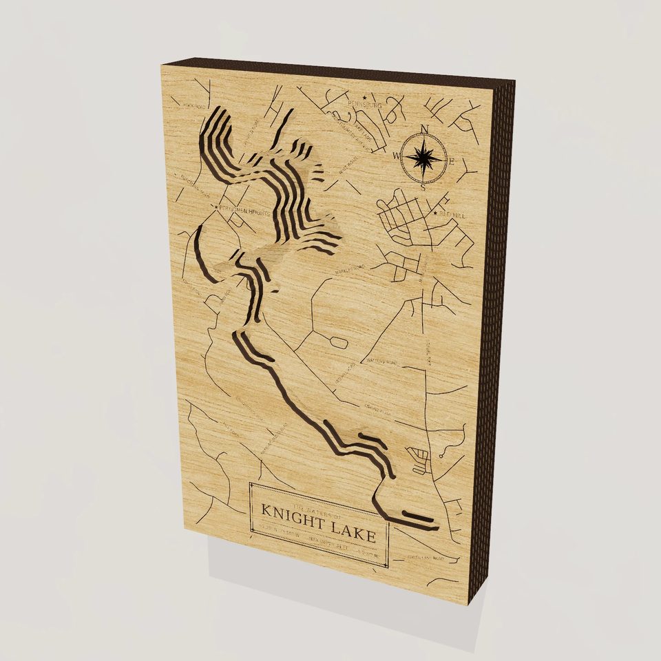 Knight Lake 3D wood map, hero view