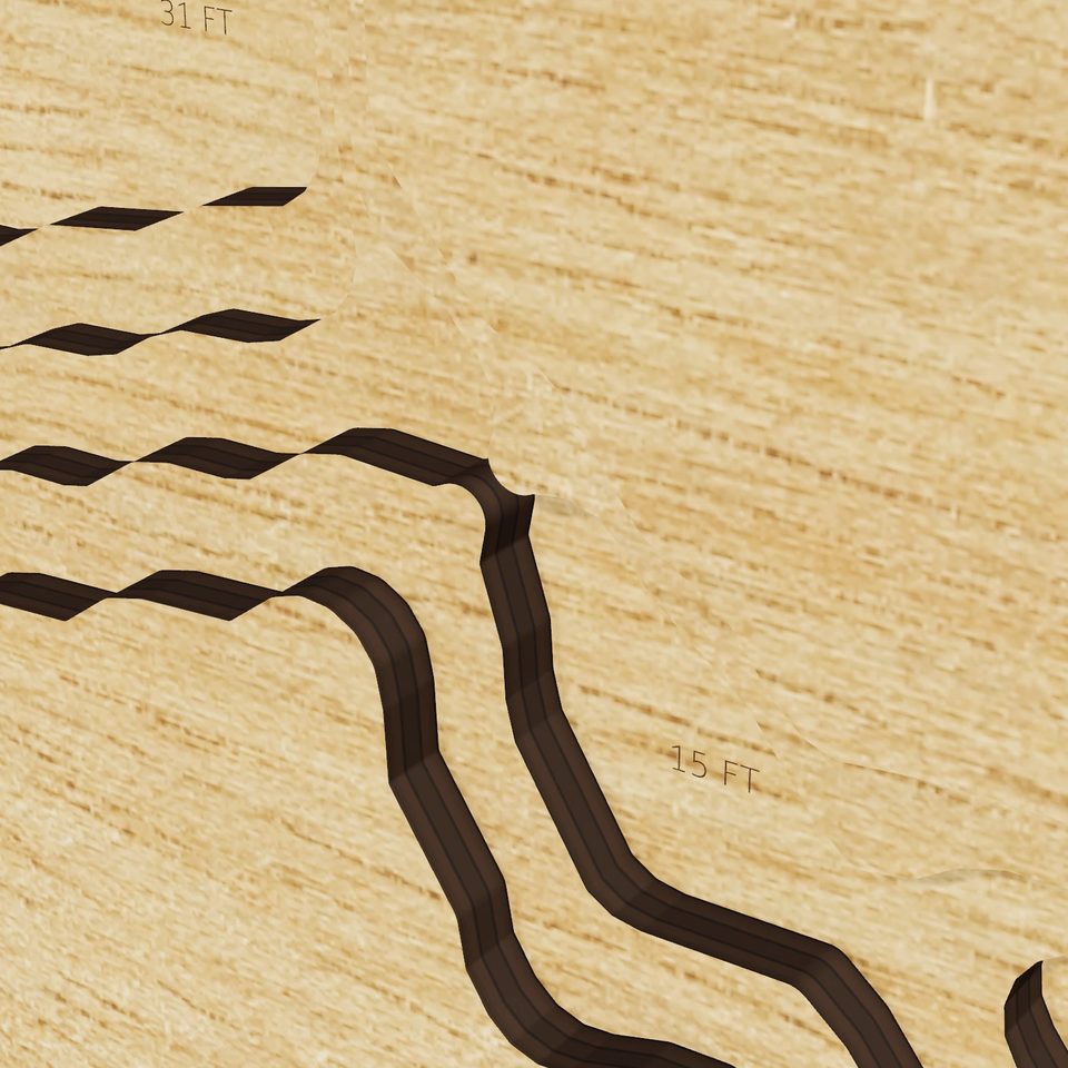Koontz Lake 3D wood map, detail view