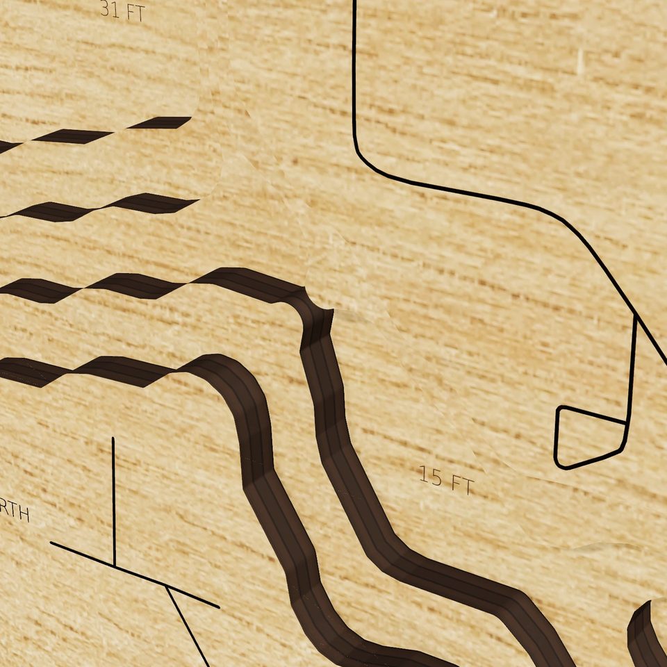 Koontz Lake 3D wood map, detail view
