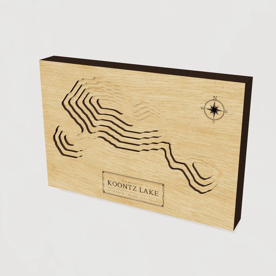 Koontz Lake 3D wood map, hero view