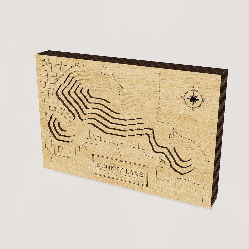 Koontz Lake 3D wood map, hero view